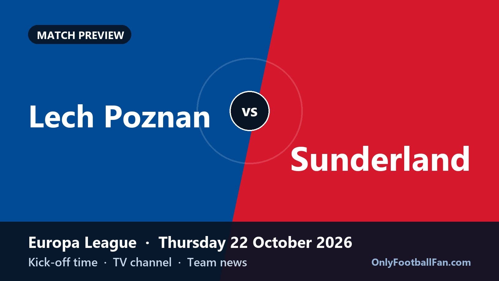 Lech Poznan vs Sunderland: Kick-off Time, TV Channel & Team News