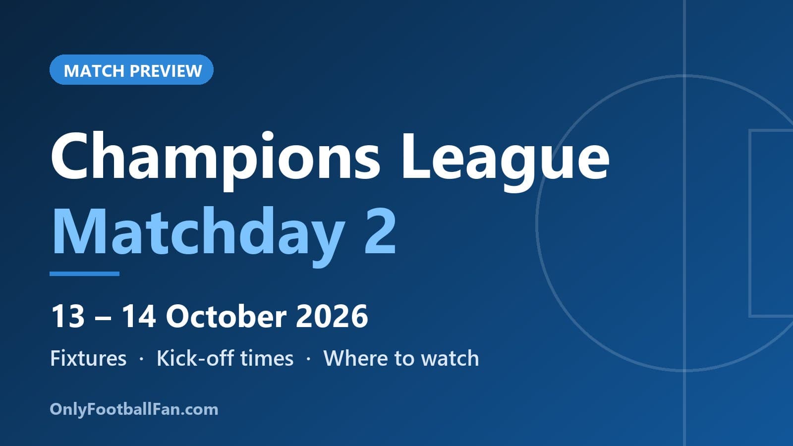 Champions League Matchday 2: Fixtures, Times & TV Guide