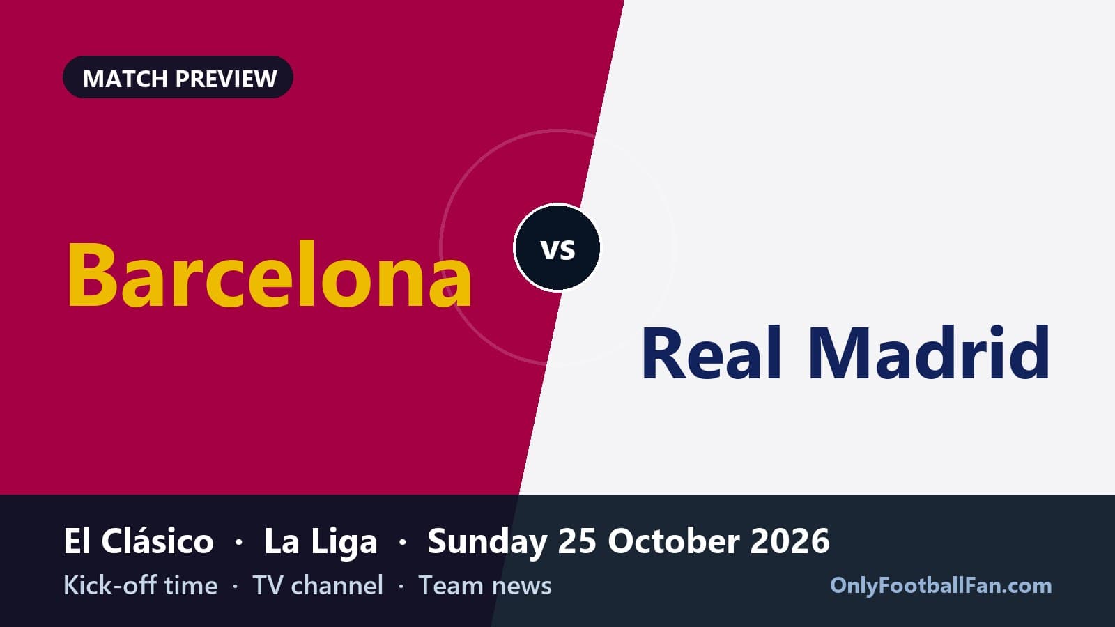 Barcelona vs Real Madrid: El Clásico Kick-off Time, TV Channel & Team News