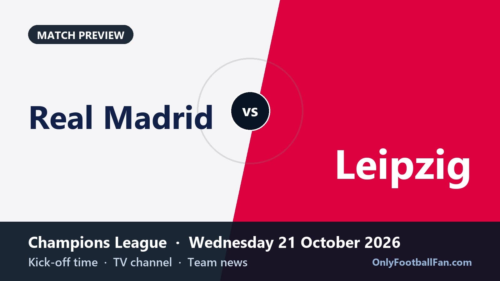Real Madrid vs Leipzig: Kick-off Time, TV Channel & Team News