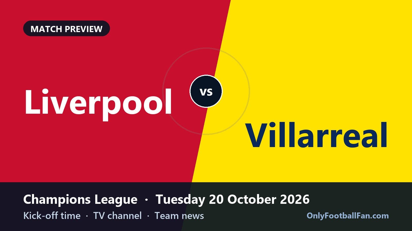 Liverpool vs Villarreal: Kick-off Time, TV Channel & Team News