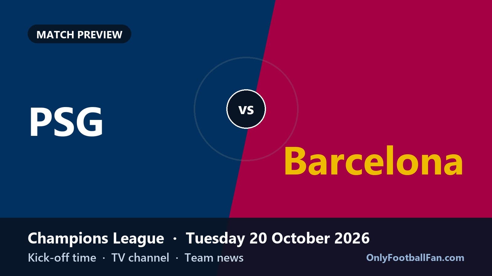 PSG vs Barcelona: Kick-off Time, TV Channel & Team News