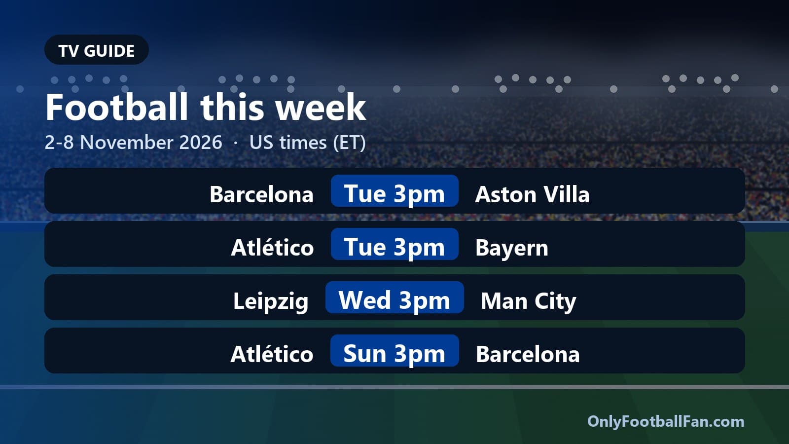 Football This Week: Champions League & Big Games TV Schedule (Nov 2-8)