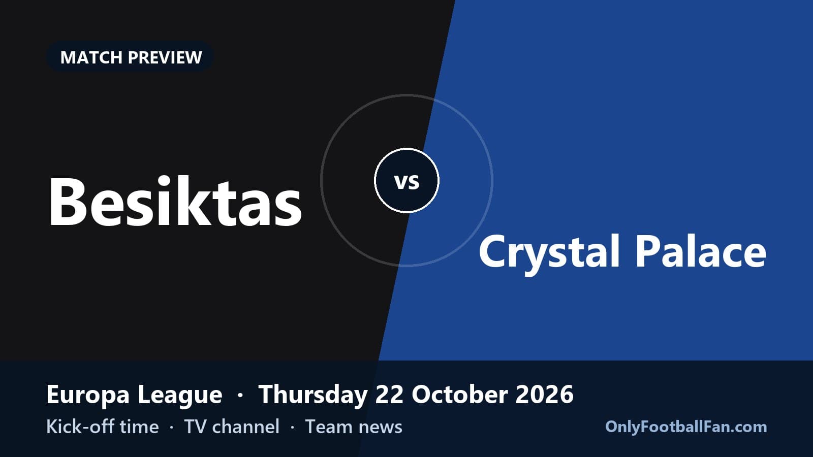 Besiktas vs Crystal Palace: Kick-off Time, TV Channel & Team News