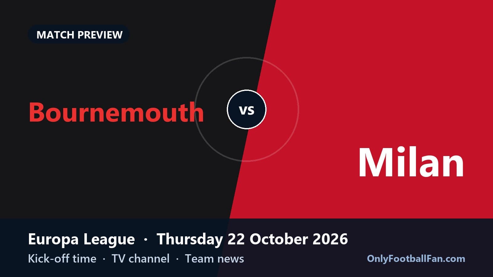 Bournemouth vs Milan: Kick-off Time, TV Channel & Team News